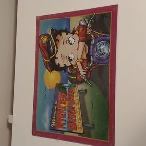 Betty Boop on a motorcycle tin sign 2004 new